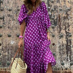 Chic Purple Floral Women's Dress